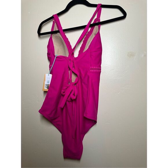 Kona Sol Pink Boho Vibes One Piece Swimsuit Size Large New - Picture 3 of 3